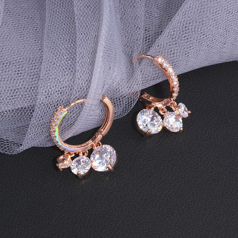 

Luxury AAA Cubic Zirconia Circle Earrings Elegant Round Crystal Dangle Drop Earrings For Women Bridal Wedding Earring Gift WX164
