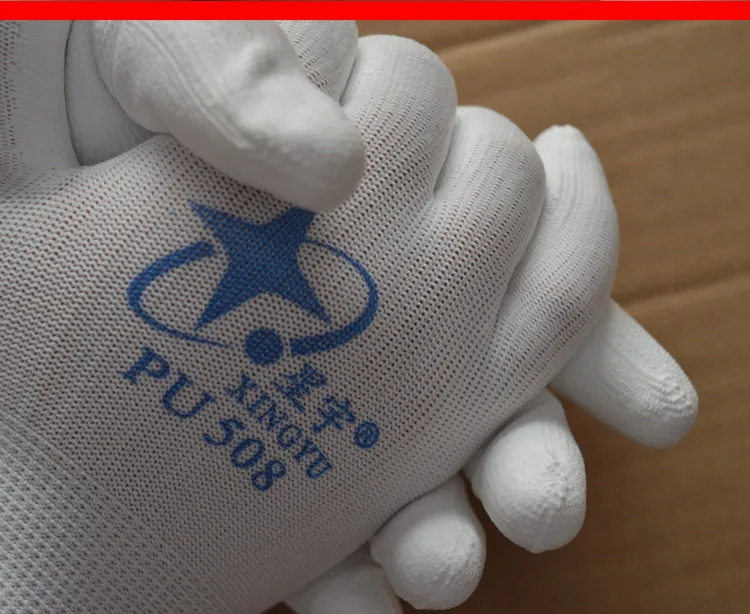 Носить перчатки PU508, белые нейлоновые антистатические перчатки для защиты труда