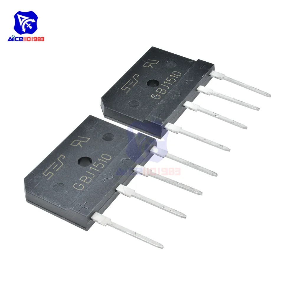 

5PCS/Lot Bridge Rectifier Diode SIP-4 GBJ1510 15A 1000V Single Phase Bridge Rectifier Original Integrated Circuit