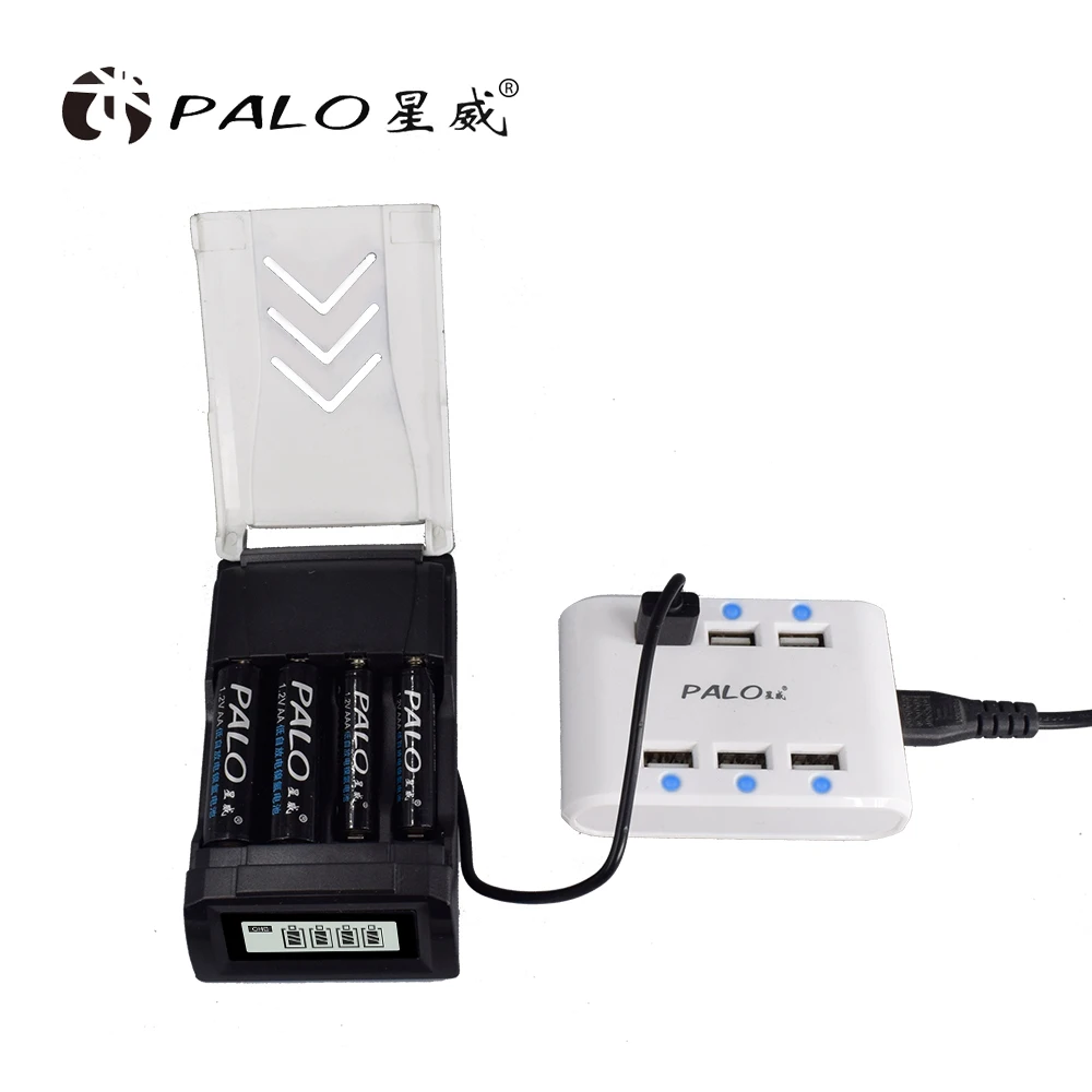 PALO nc555 4 слота ЖК дисплей usb зарядное устройство для AA/AAA NiCd NiMh аккумуляторы nicd