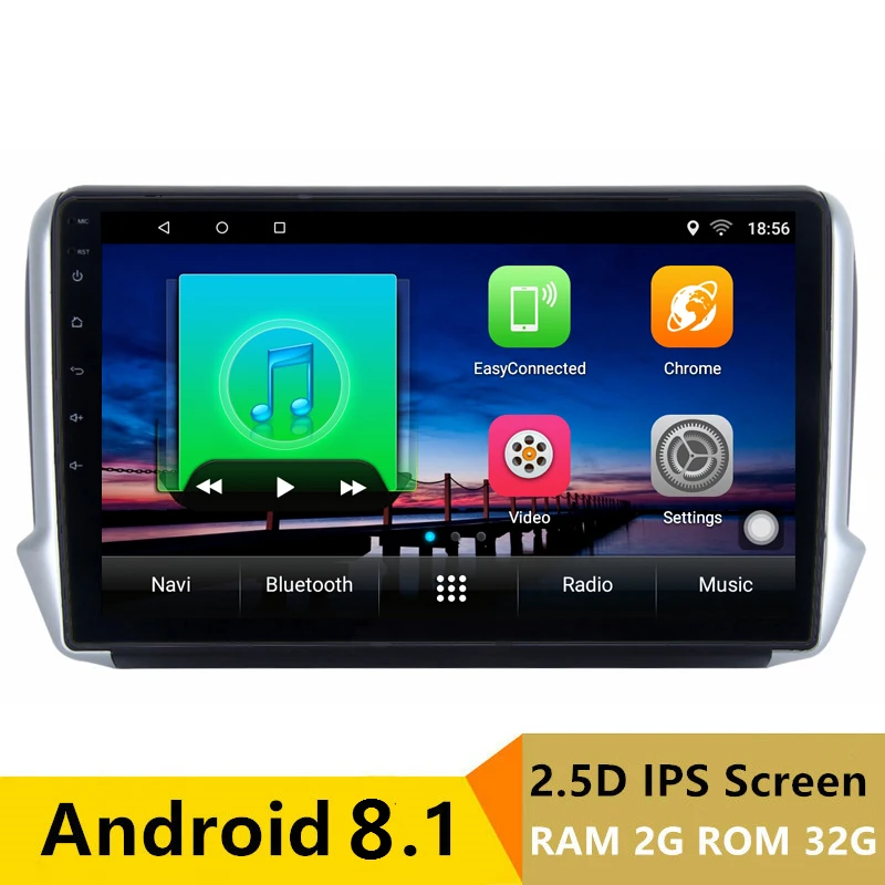 

10" 2+32G 2.5D IPS Android 8.1 Car DVD Multimedia Player GPS for Peugeot 2008 208 2013 2014-2016 audio radio stereo navigation