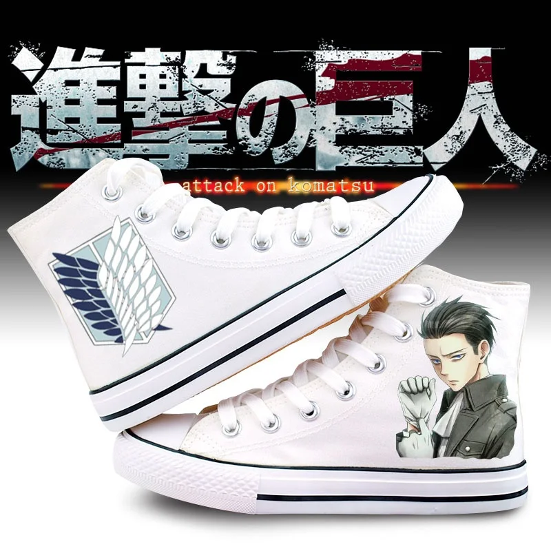 

High-Q Unisex Anime Cos Attack On Titan Eren Mikasa Ackerman Armin Arlert Casual plimsolls Canvas Shoes rope soled shoes