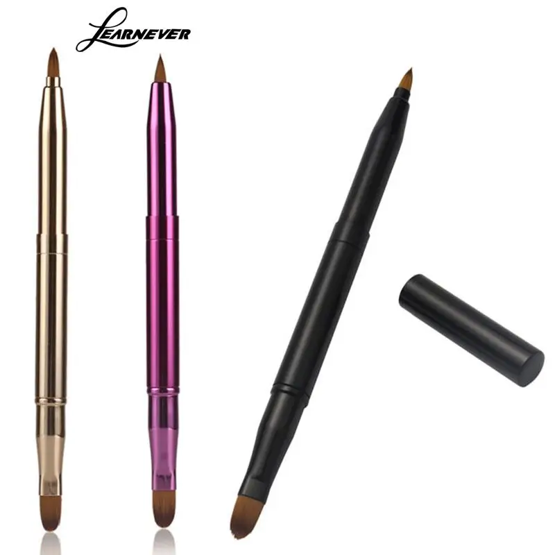 

LEARNEVER 3 Style Applicator Portable Lip Brush Double-headed Retractable Lipstick Brush Makeup Tools For Lips Makeup Brush