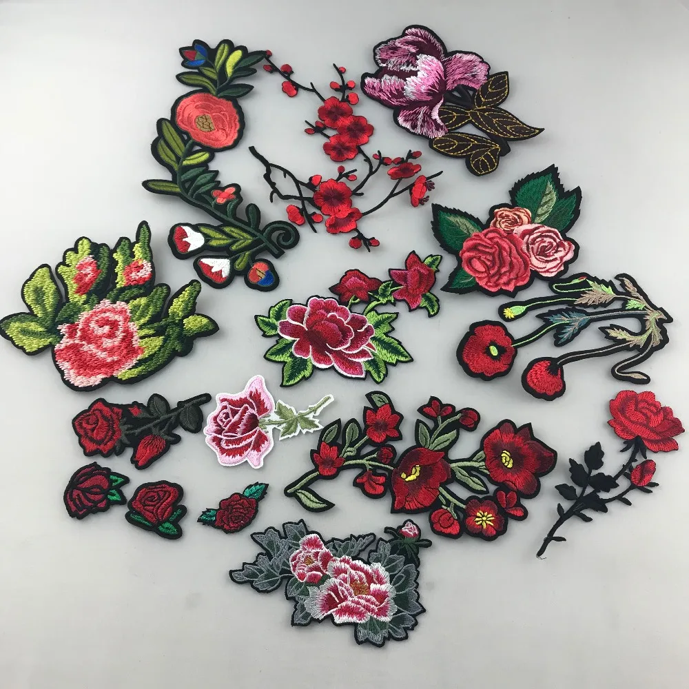 2018 HOT Flowers Embroidery Rose Flower Sew On Patch Dress Hat Bag Jeans Applique Crafts Clothing Accessories Bring Back Glue | Дом и сад