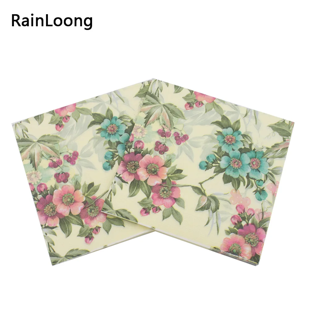 

[RainLoong] Flower Paper Napkin Festive & Party Tissue Napkin Supply Party Decoration Paper 33cm*33cm 20pcs/pack/lot