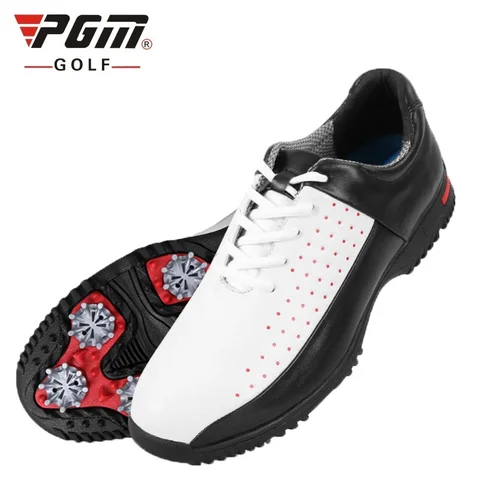 Sapatos de Golfe de Couro Profissional com Spikers Tênis de Treinamento Marca Homens Macio Respirável Sapatos Esportivos Masculino Anti-deslizamento Aa10102 Pgm