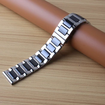 

Ceramic bracelet wrap stainless steel watchband watch strap women mens wristwatches band 14 16 18 20 22mm white Butterfly buckle
