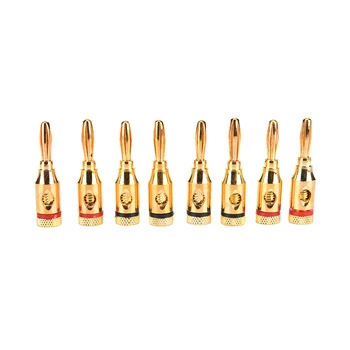 

Wholesale Price 8pcs 24k Gold Plated Musical Speaker Cable Wire Pin Banana Plug Connector