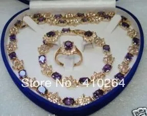 

$wholesale_jewelry_wig$ Beautiful Jewelry Amethyst Earring Bracelet Necklace Ring Set