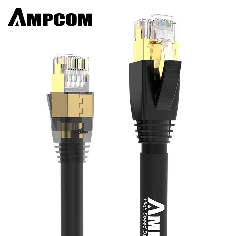 

AMPCOM S/FTP CAT8 Ethernet Cable, High Speed Patch Cable 10Gbps, 25Gbps, 40Gbps with Gold Plated RJ45 Connector