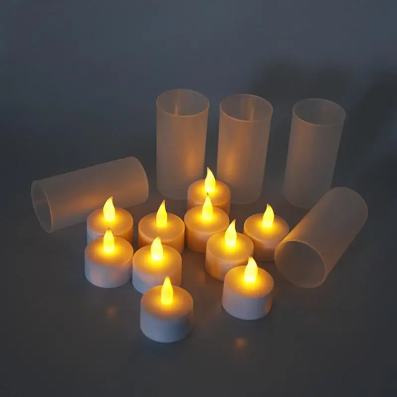 

6pcs ABS Realistic Tea Yellow Light Safe Flickering Bright electronic Candle Lamp UK/US/EU Plug Rechargeable LED#
