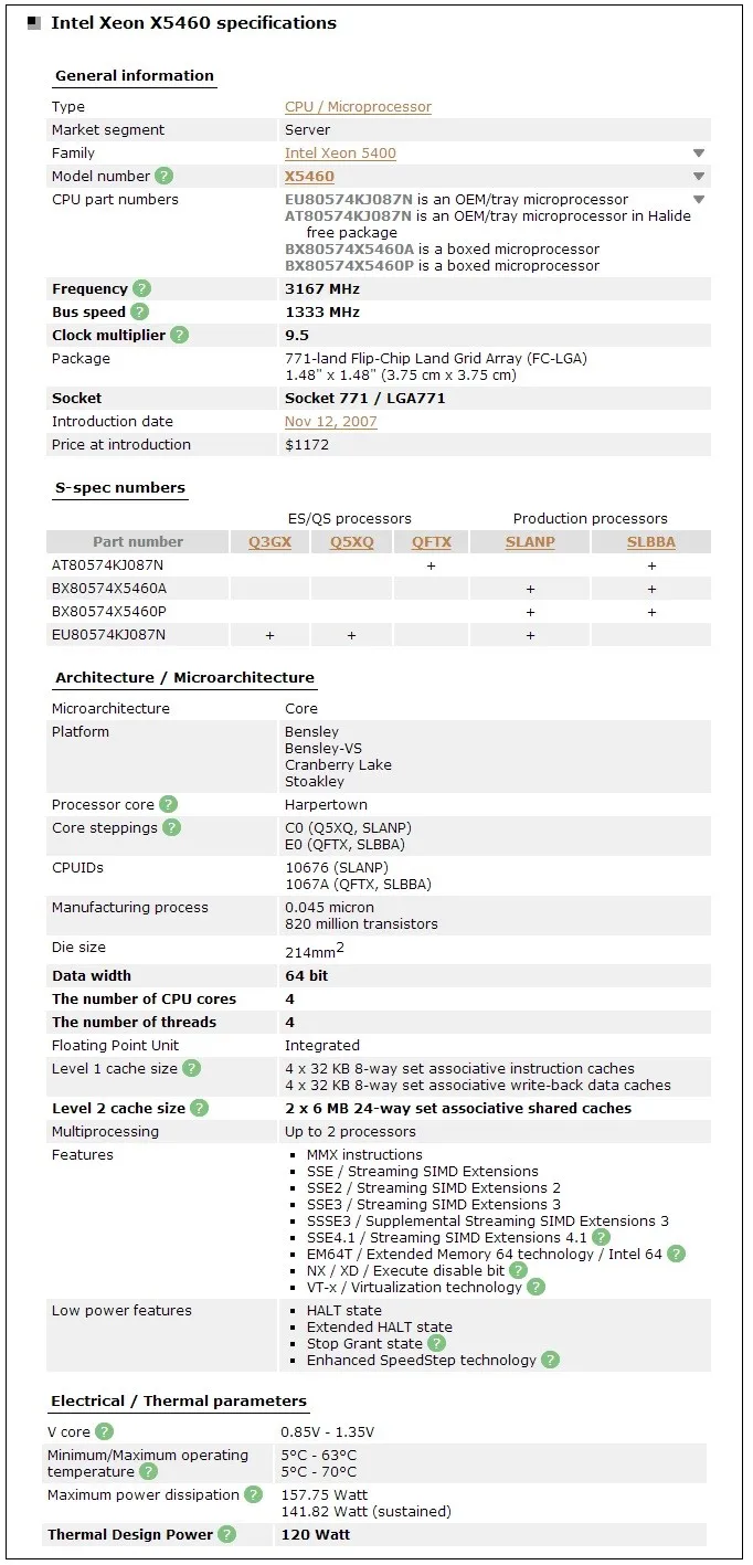 Процессор Intel Xeon x5460 3,16 GHz 12M 1333Mhz cpu работает на материнской плате LGA 775