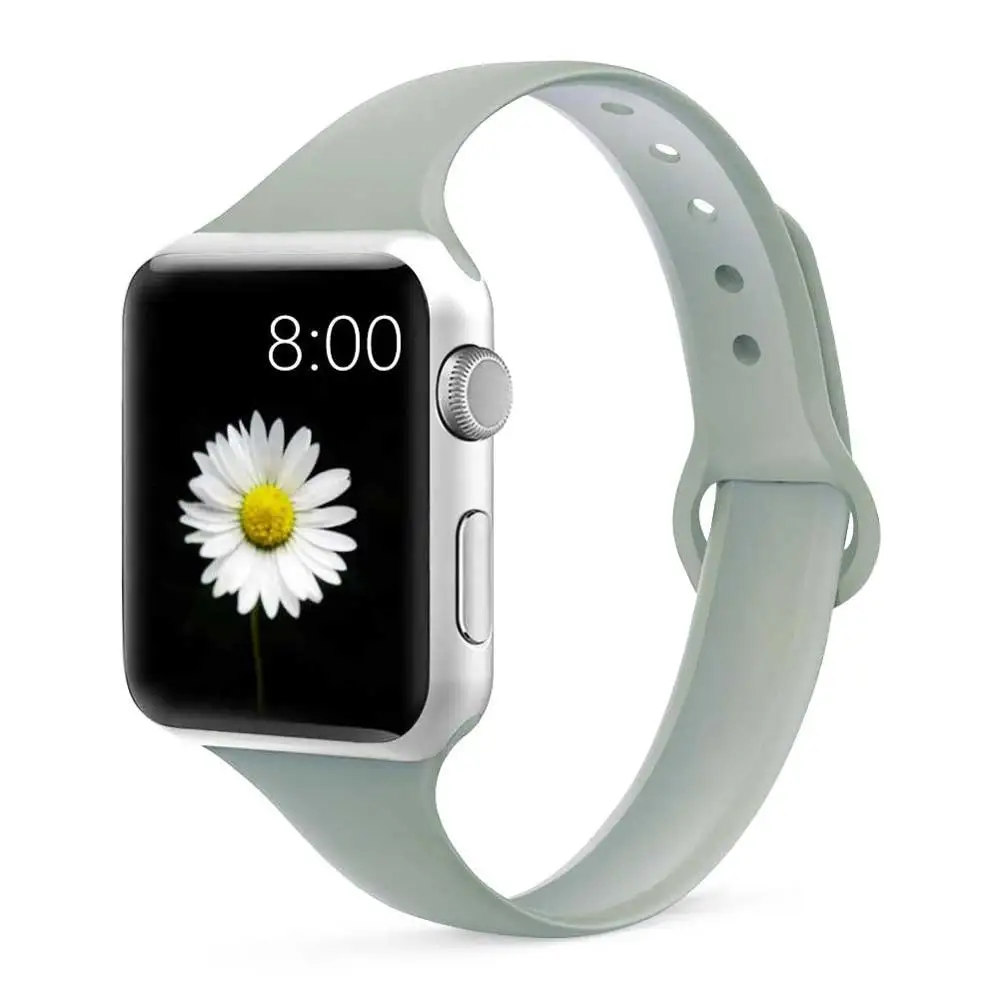 Тонкий ремешок для Apple watch 5, ремешок для Apple watch 5, 4, 3, 2, 1, iwatch 44 мм, 40 мм, iWatch 38 мм, 42 мм, спортивный силиконовый браслет, ремешок для часов - Band Color: fog 14