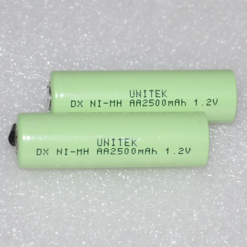 UNITEK 4 шт. 1,2 в AA Аккумуляторная батарея 2500 мАч ni-mh ni mh ячейка со сварочными штырьками для бритвы Philips Braun электробритва
