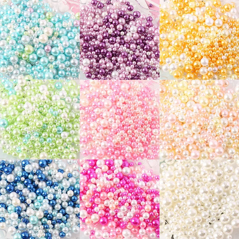 Hot Sale Mixed Color 2.5-5mm Epoxy Filling DIY Wedding Party Imitation Pearls Home Decoration About 600 pcs