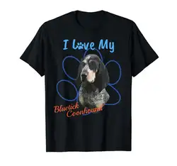 I Love My Bluetick Coonhound Dog Lover Paw Print летняя модная Подростковая Мужская футболка с короткими рукавами и круглым вырезом, хипстерская футболка на