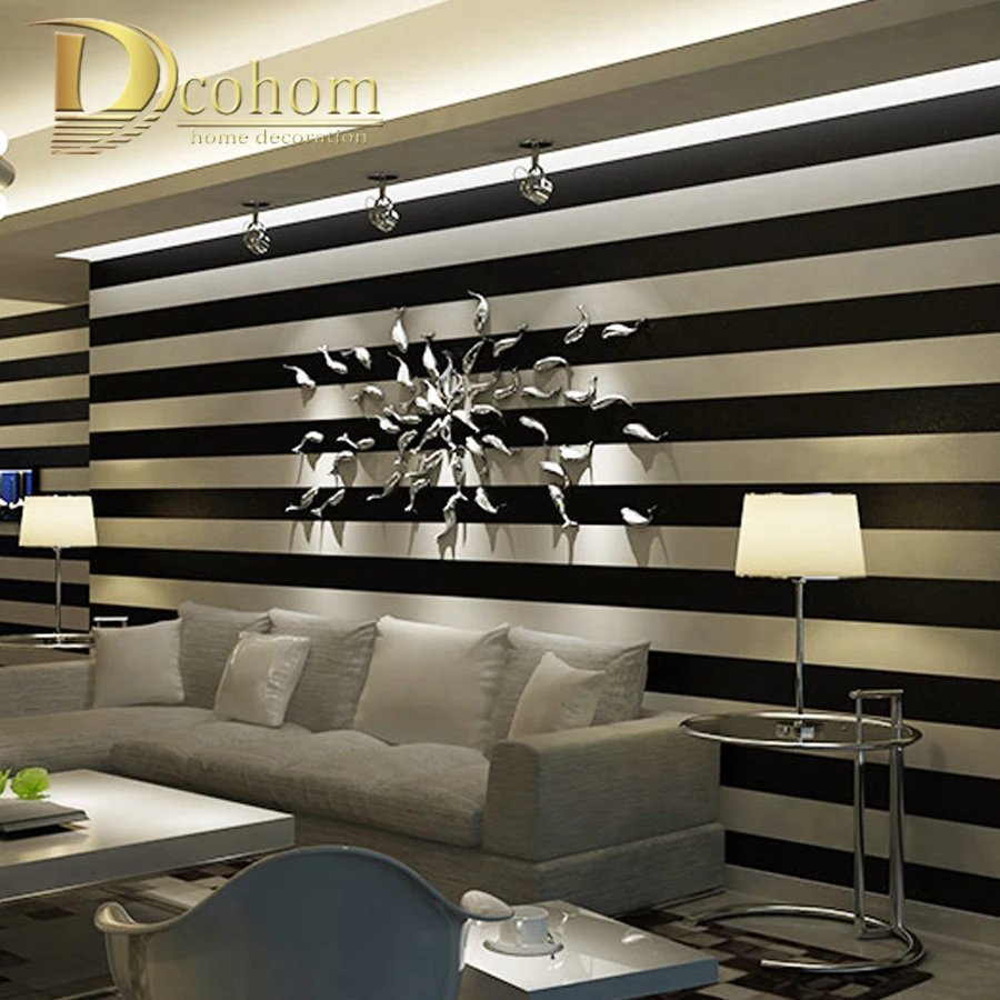 Pink Black White Deep Embossed Vertical Stripes Wallpaper