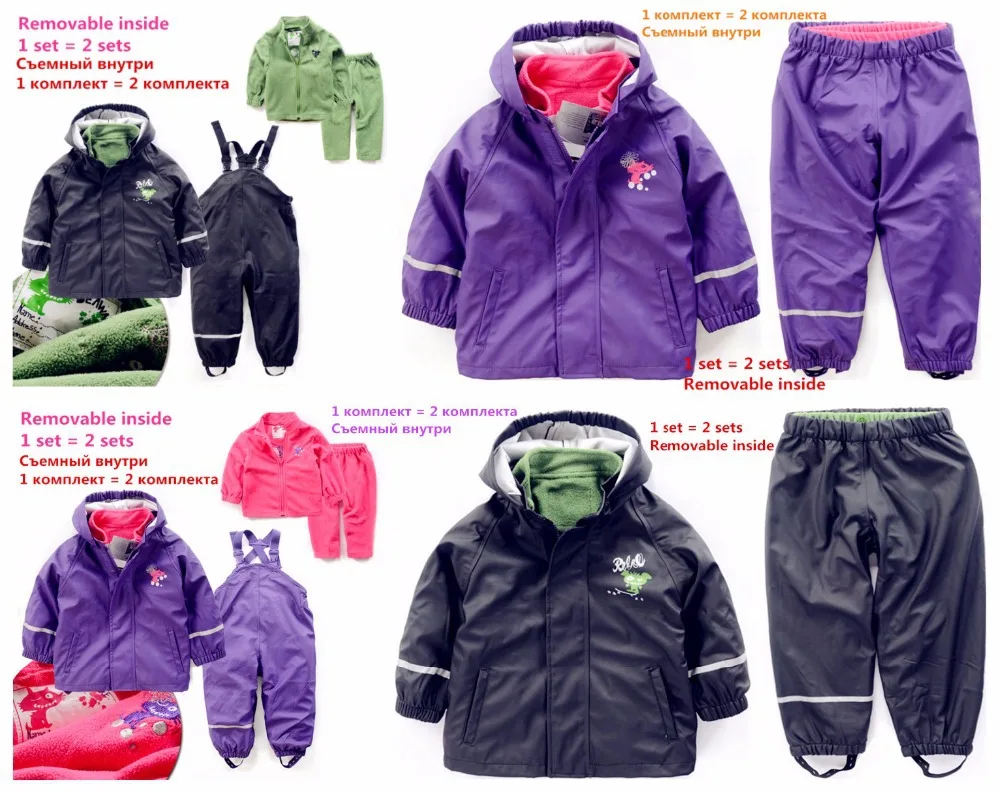 

2018 Direct Selling Top Acetate Inner Child Weatherproof Waterproof Suit And Ski Outfits Removable Within Pu Can Be Worn Alone