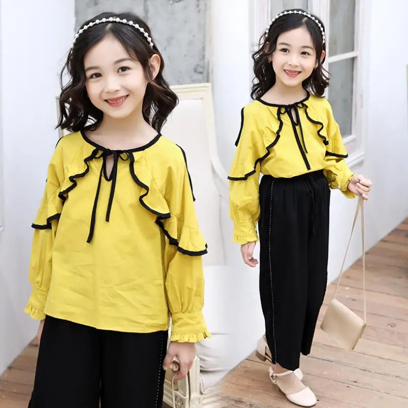 Г. Весенне-осенняя блузка принцессы для девочек детские рубашки топы и блузки в горошек с длинными рукавами для маленьких девочек и подростков детская одежда - Цвет: design 8 yellow