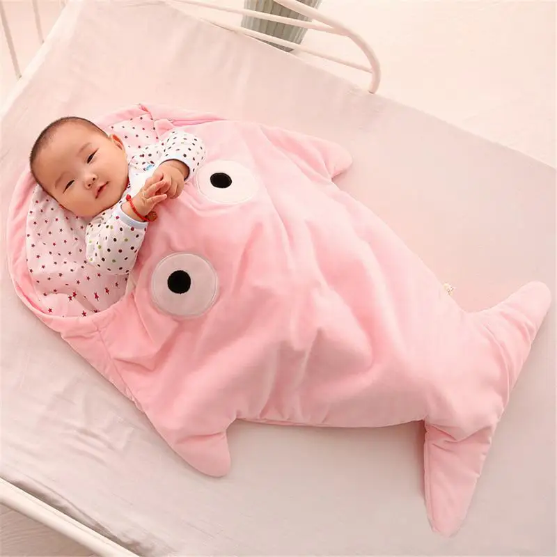 

7 Colors Baby Shark Shape Sleeping Bag Soft Cotton Thick Blanket Infant Sleeping Bag Cartoon Anti-kick Is Winter Newborn Gift