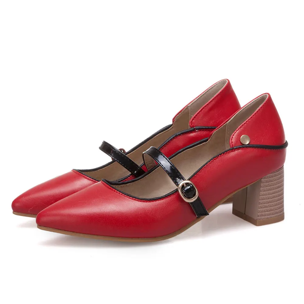 Sgesvier/ горячая распродажа; новые туфли-лодочки; женская обувь; весенние туфли с острым носком и пряжкой; женские классические туфли на высоком каблуке; свадебные туфли для выпускного - Цвет: Красный
