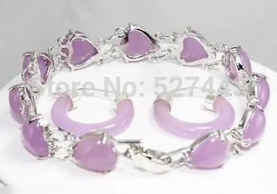 

Wholesale JWEW6560 Details about Purple jade silver jewelery Bracelet Round hoop earring