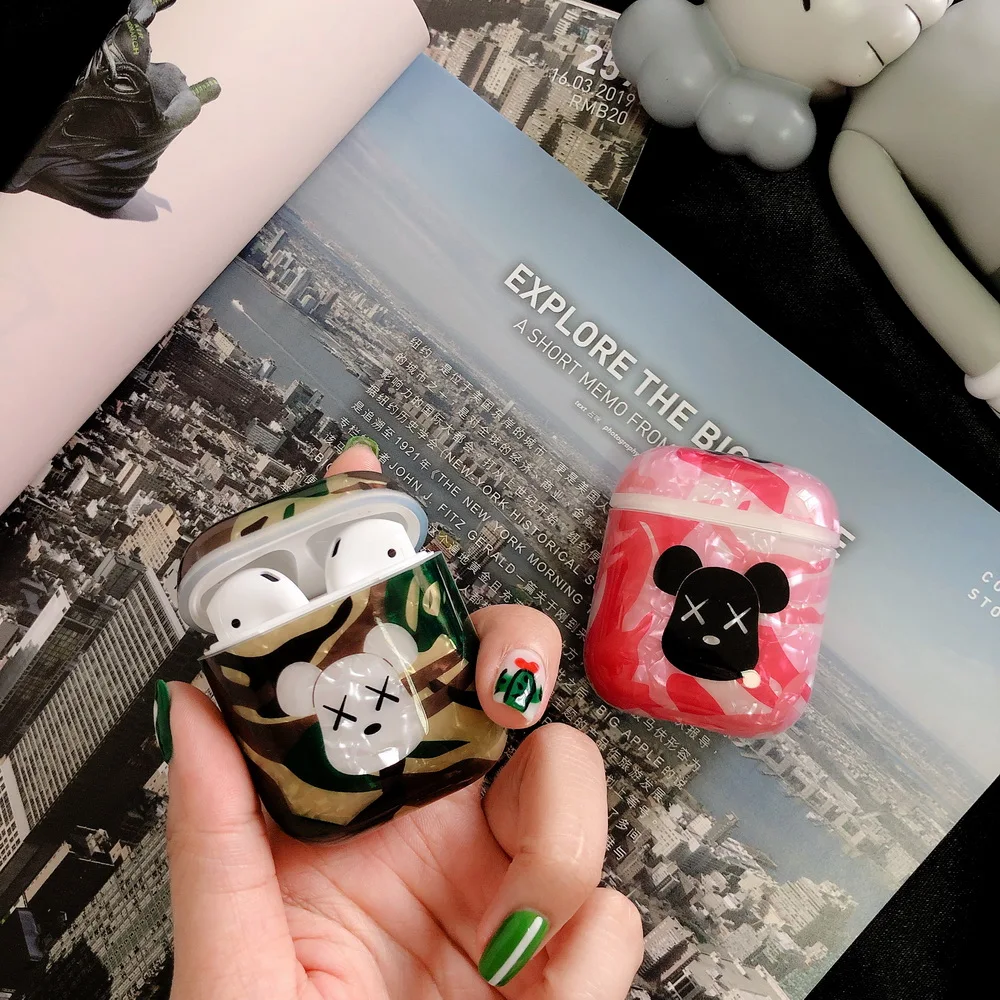 

TREND shining TPU soft case for Airpods cute violent bear camoufalge perfect design for Apple Airpods2 bluetooth earphone case