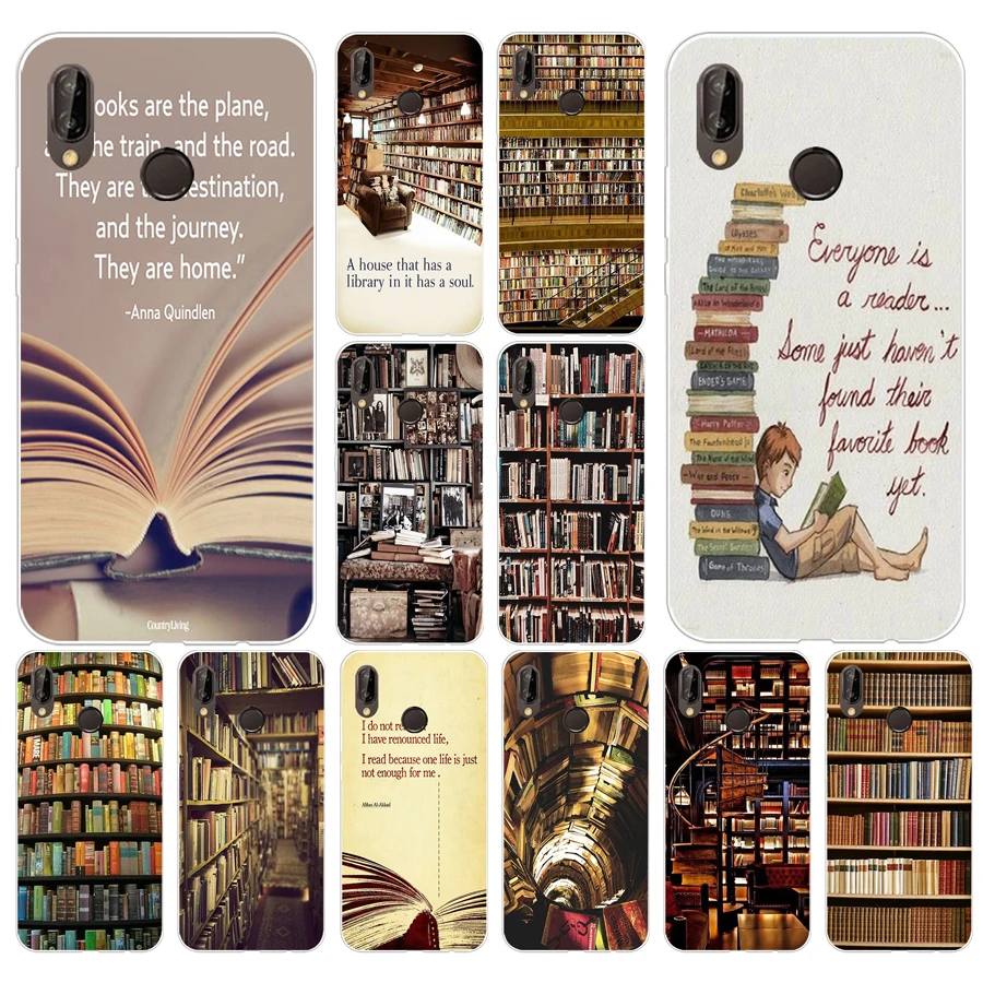 139H Retro Book Shelf Bookshelf Library Soft Silicone Tpu Cover Case for huawei Nova 3 3i p smart | Мобильные телефоны и