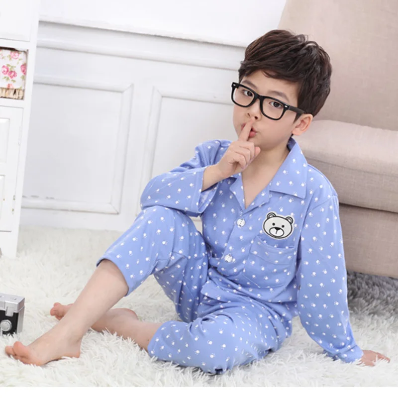 

Cartoon Pure Cotton Boys Pajamas Small Big Kids Long Sleeve Nightclothes Pyjamas Autumn Winter Sleepwear Homewear set