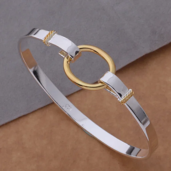 

SZ-AB023 Hot 925 stamped silver bangle, silver plating fashion jewelry Color separation O bracelet /aeyaiwfa brdakika