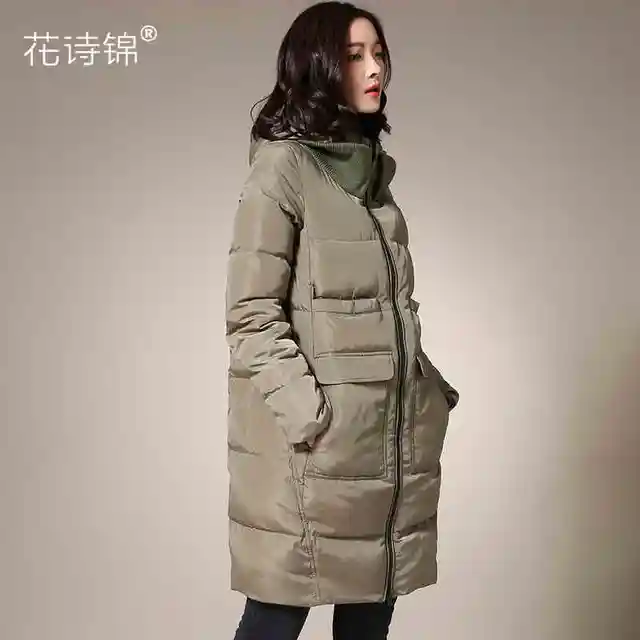 Cheap 2015 New Hot Winter Warm Cold Woman Down jacket Coat Parkas Outerwear Luxury Hooded Mid Long Plus Size 2XXL Loose High-end