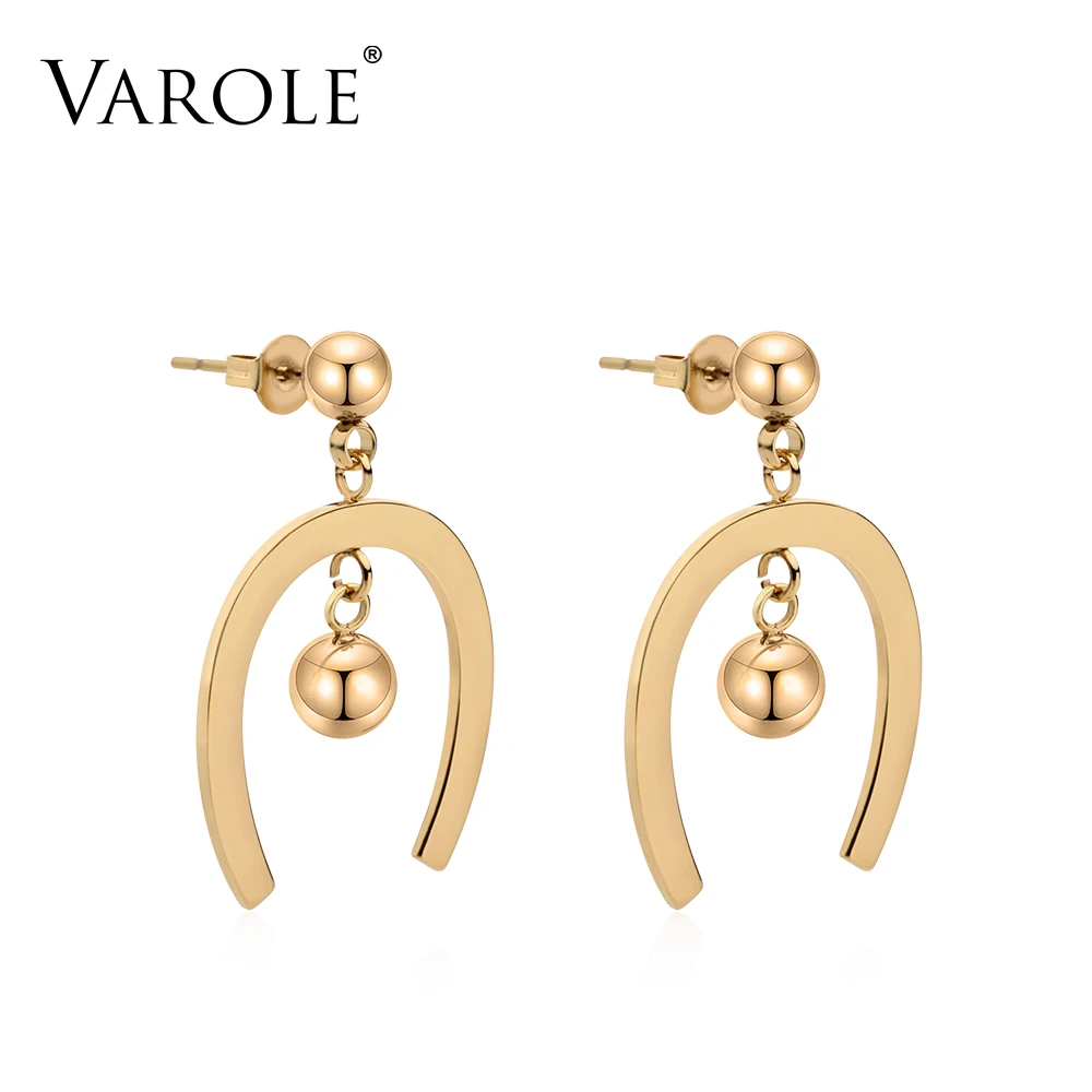 

Varole Korean Simple Style Gold Stainless Steel Earrings For Women 2019 New hoops earrings jewelry wholesale