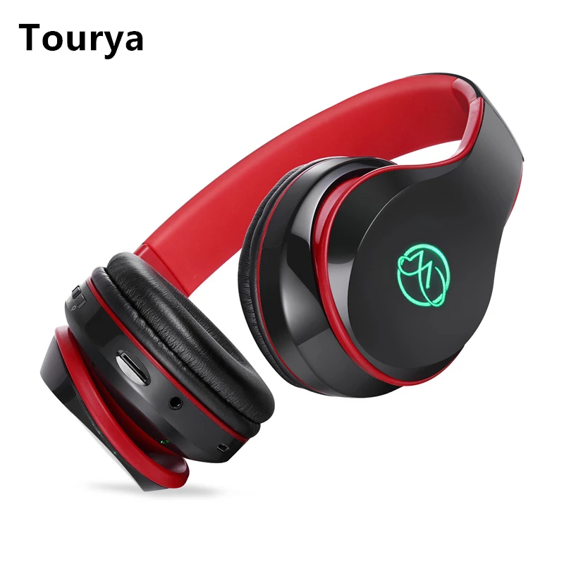 Tourya BH7 беспроводные наушники Bluetooth наушники светящаяся гарнитура с микрофоном светодиодный светильник Поддержка TF карты для ПК мобильного телефона xiaomi