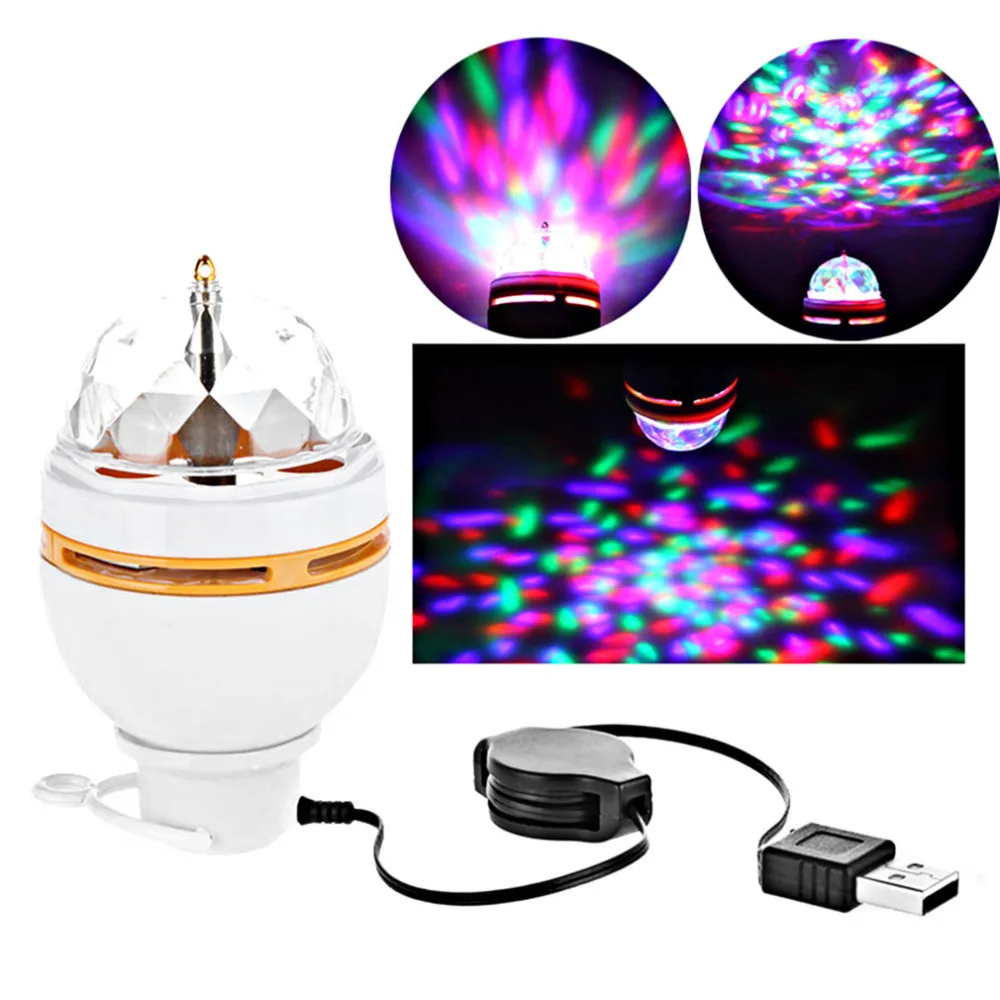 Мини RGB 3 Вт светодиодный MP3 DJ Club Паб Disco вечерние музыка кристалл магический шар сценический эффект света Авто вращающийся лампа с USB