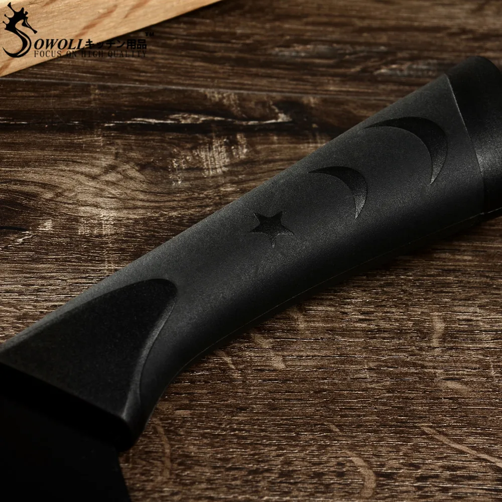 Sowoll Fashion Black Stainless Steel Kitchen Knife Set Germany Steel Ultra Sharp Blade Kitchen Knive 7Cr17 Kitchen Tools 6 PCS