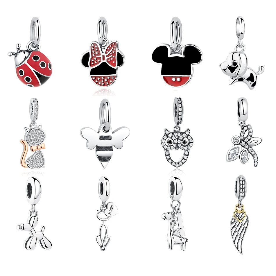 

Genuine 100% 925 Sterling Silver Enamel Charm Animal CZ Crystal Pendant Beads Fit Original Bracelet Necklace DIY Jewelry GIFT