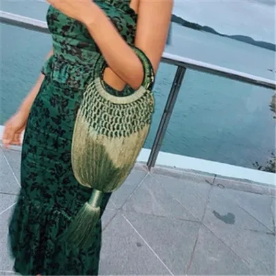 

Women's Handbags Tassel Cotton Woven Straw Bag Shoulder Bag Summer Beach Holiday Straw Cross body Bag Bohemia Bolsa Feminina