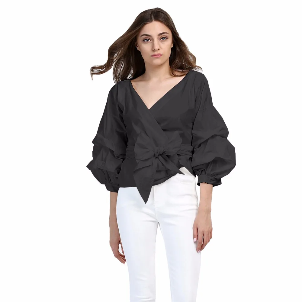 white puff sleeve blouse plus size