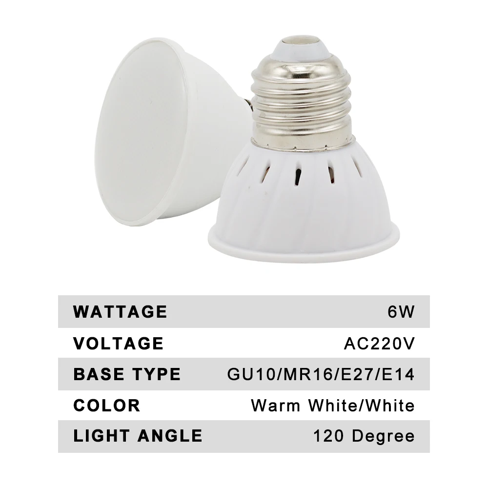 Светодиодная лампа E27 E14 MR16 GU10 220 В 48 Светодиодный одов чип s 2835 SMD 6 Вт|corn bulb|lampada led