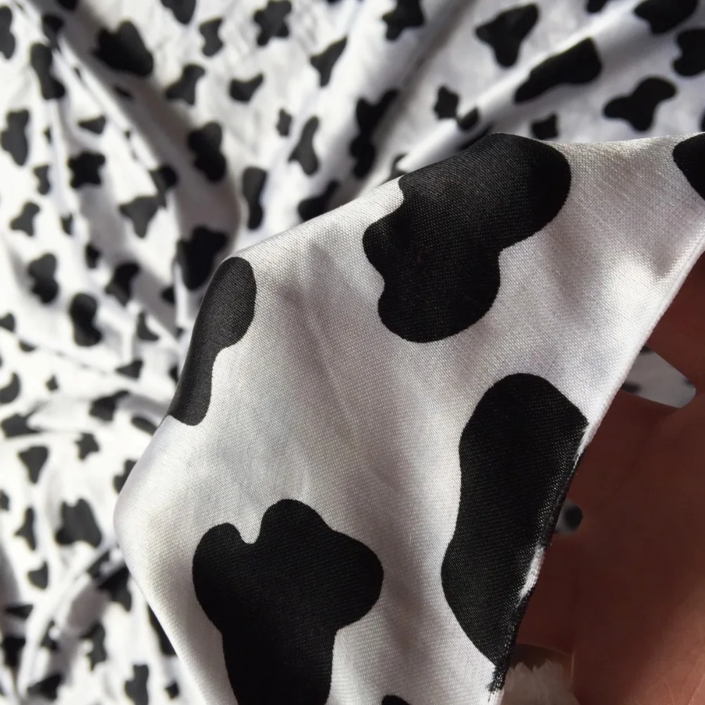 Эластичная стрейч корова атласная ткань с принтом 120 см ширина высокой плотности для ребенка ткань платье пальто