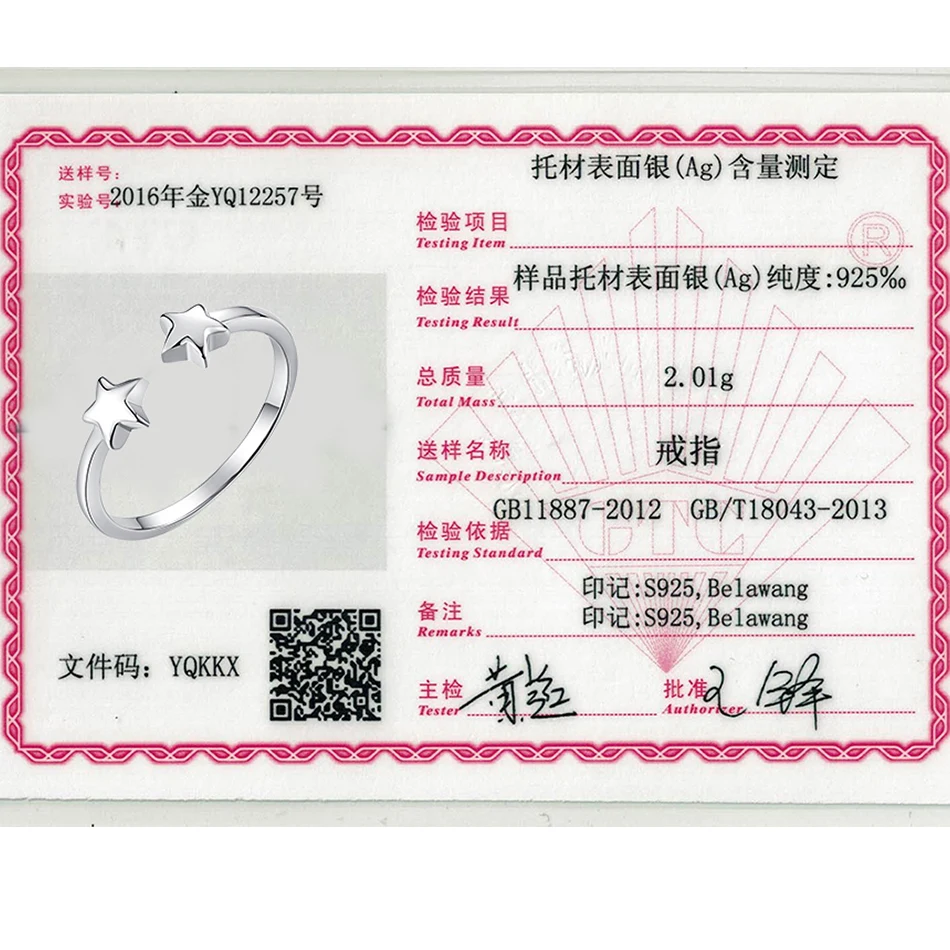 ELESHE 100% 925 Sterling Silver Finger Rings For Women Double Star Design Vintage Silver Jewelry Open Ring For Lover Best Gifts