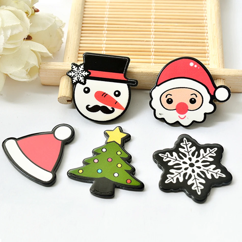 50pcs Mixed Merry Christmas Flatback Resin Assorted Santa Claus Snowman