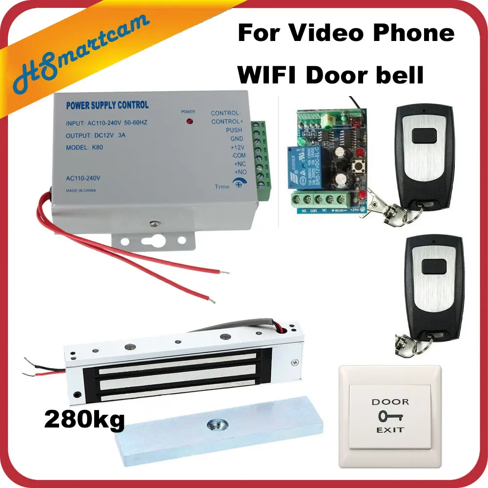 

Wireless Remote Control Electric Strike Lock Kit + Access power supply For WiFi IP Doorbell Video Intercom Door Phone System