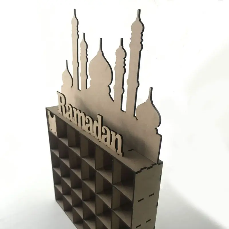 

KAYE OOTDTY Wooden MDF Eid Ramadan Mubarak Advent Calendar Muslim Islamic Decorations Gift 2019 New