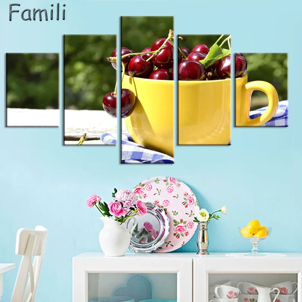 

5pcs canvas painting fruit And Grapes Cheeses Wall Art Painting The Picture Print On Canvas Food Pictures For Home Decor Decorat