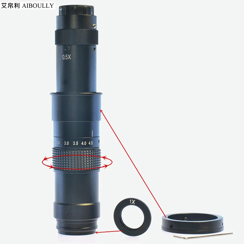 

AIBOULLY Microscope Zoom Lens C-Mount-0.7X-4.5X Electron Microscope with Objective Lens 1X 0.5XCCD Eyepiece Adjustable