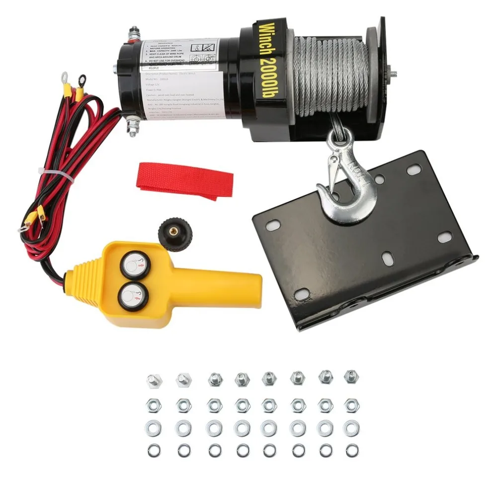 

Waterproof 2000LB Wire Winch Electric Recovery Winch Cable Pull Motor Winch Kit High Performance Car Off-Road Engines Lift Winch