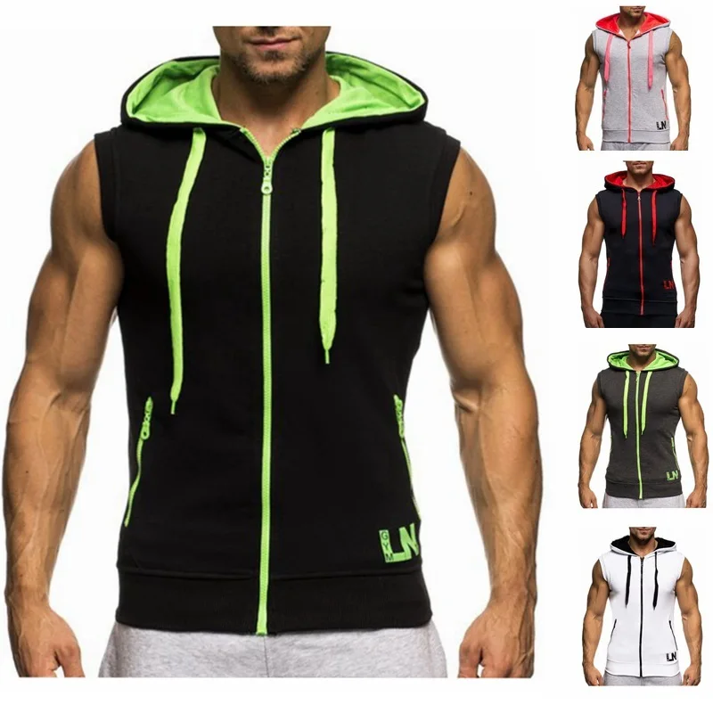 Mens Sleeveless Sweatshirt Hoodies Clothing T Shirt Hooded Tank Top