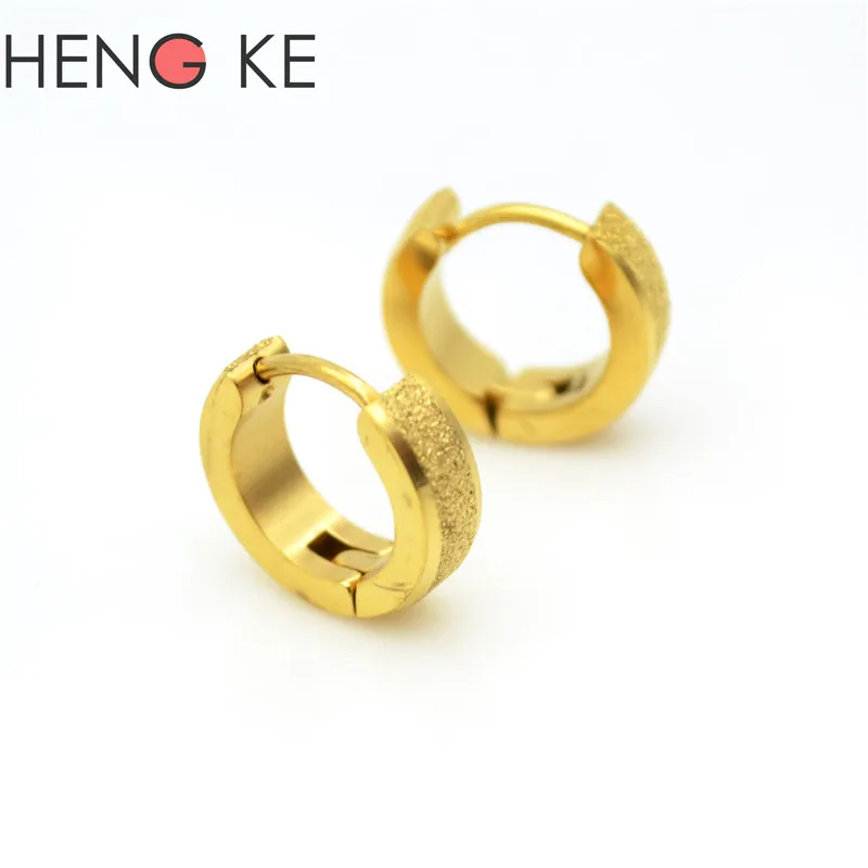 Серьги-кольца для мужчин wo 316L нержавеющая сталь черное золото высококачественная матовая трендовая Мужская мода панк 4 мм Ювелирные изделия