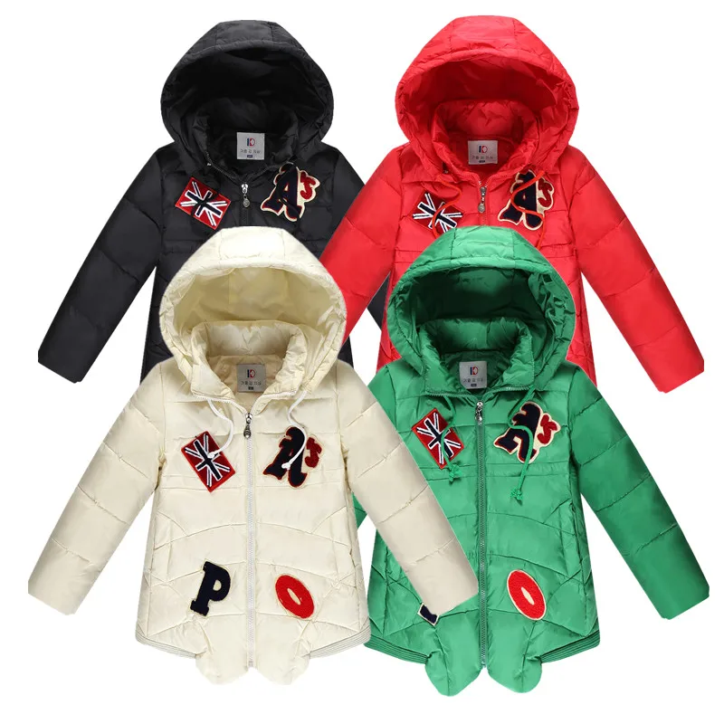 Winter Jacket for Boys and Girls Letter Kids Solid Down Coat Hooded Winter Girls Coat 4